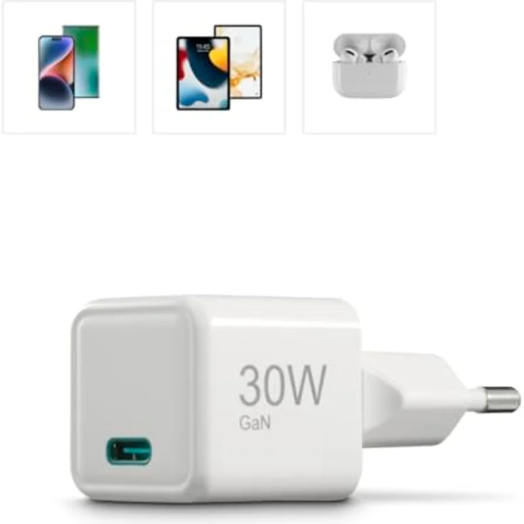 Hama Schnellladegerät GaN Charger, USB-C Power Delivery und Qualcomm Quick Charge, 30 W, weiß – Bild 6