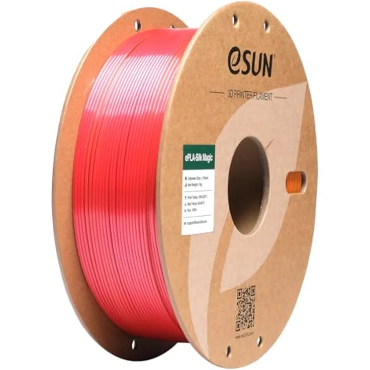 eSUN Silk Dual-Color PLA Filament 1.75mm, Co-Extrusion Silk Magic PLA, Farbverlauf wechselnd, 1KG Spule (2.2 LBS), Silk Rot Gold, hohe Präzision und stabile Maßtoleranz
