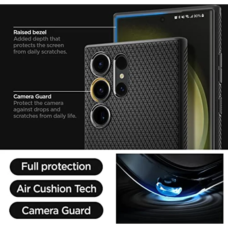Spigen Liquid Air Hülle Kompatibel mit Samsung Galaxy S23 Ultra 5G -Schwarz Gemustertes TPU für Fingerabdruckvermeidung – Bild 5