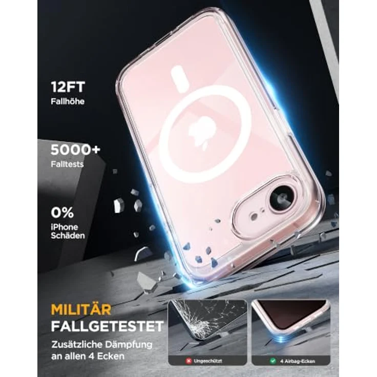 Miracase Sichtschutz Hülle für iPhone 17e / iPhone 16e, 360° Vollschutz, stoßfest, integrierte ANTI-SPY gehärtete Glas-Schutzfolie, kratzfest, klar – Bild 3