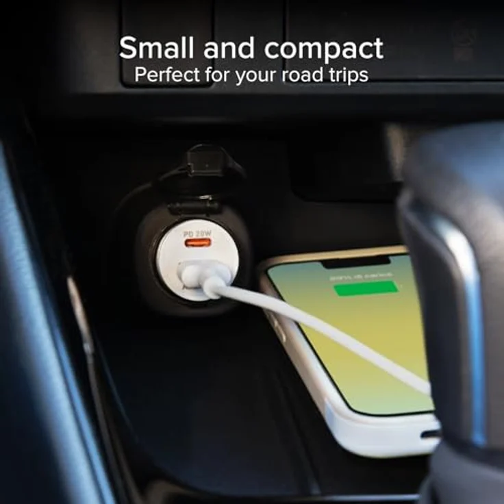 PD Kfz-Ladegerät 20W USB-C-USB 18W weiß – Bild 5