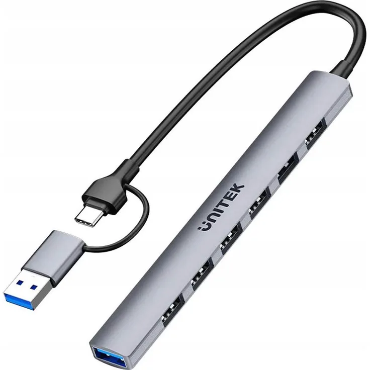 UNITEK H1209AGY01 USB-A 7in1 Hub, 5Gbps Datenübertragung, Aluminium Gehäuse, grau