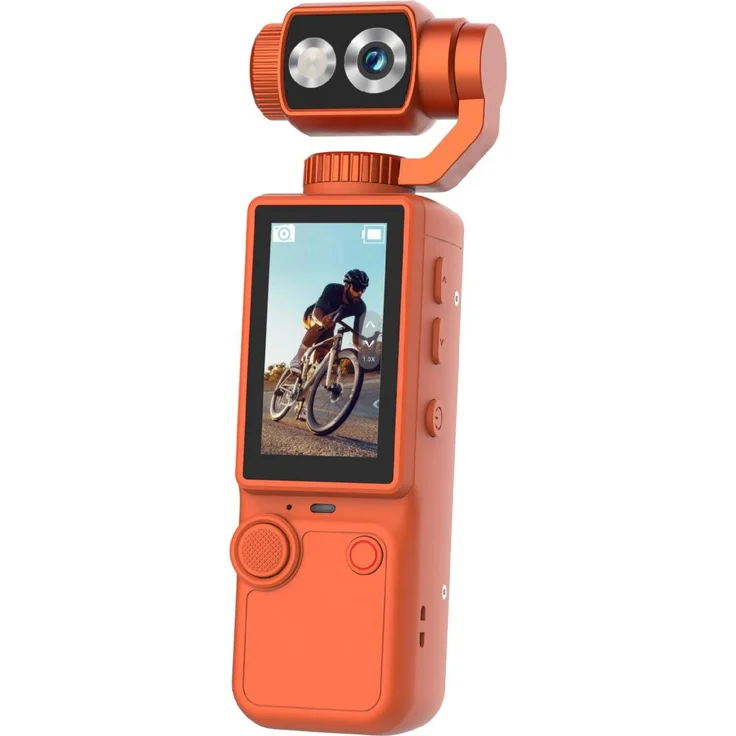 Exlene 4K HD WLAN Sport Wearable Kamera, Handkamera und Fahrrad-Dashcam, Mini-Sportkamera für Motorrad und Vlogging, orange