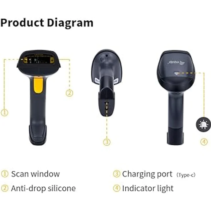 equip Barcode Handscanner Laser Wireless USB, Barcode-Scanner, Schwarz – Bild 6
