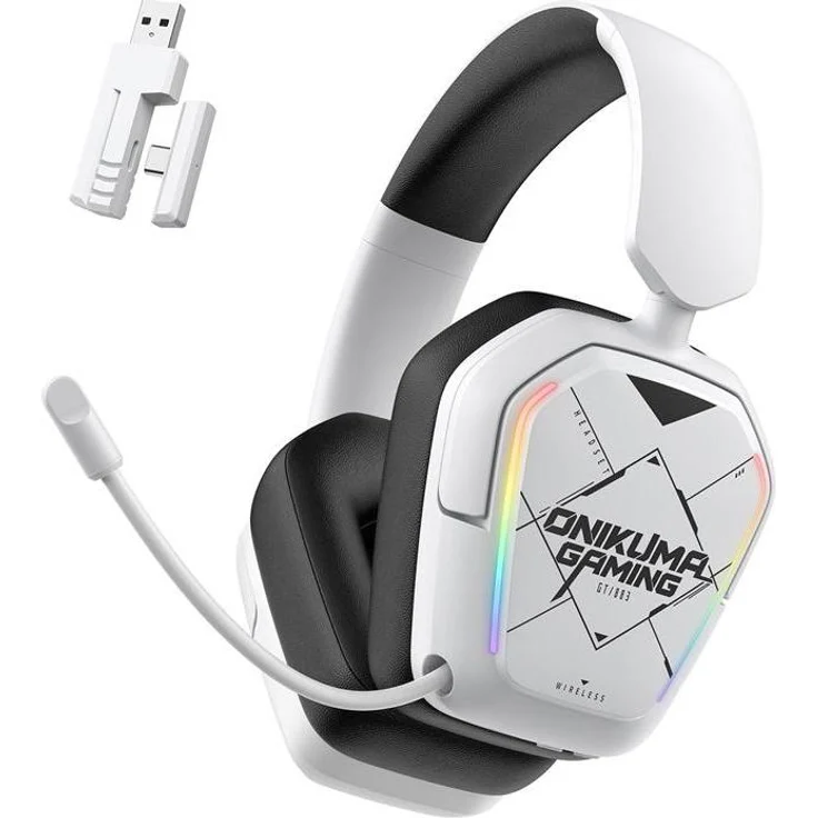 Onikuma GT883, Kabelloses Gaming Headset mit Bluetooth, Weiss
