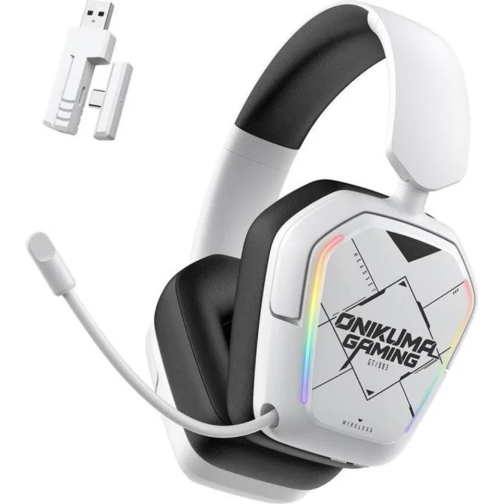 Onikuma GT883, Kabelloses Gaming Headset mit Bluetooth, Weiss