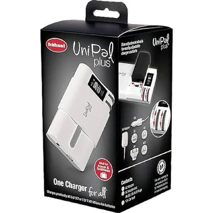 Hähnel UniPal PLUS (1000 381.5), Akkuladegerät mit EU- und UK-Steckern, LCD-Display und vielseitiger Lademöglichkeit – Bild 1