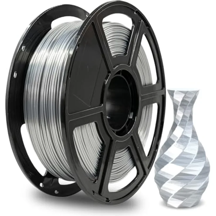 FLASHFORGE Silk PLA 3D-Druckerfilament 1,75 mm - 1 kg Hochpräzises Filament mit Hochglanz-Finish - Umweltfreundlich & Blisterfrei, Silber