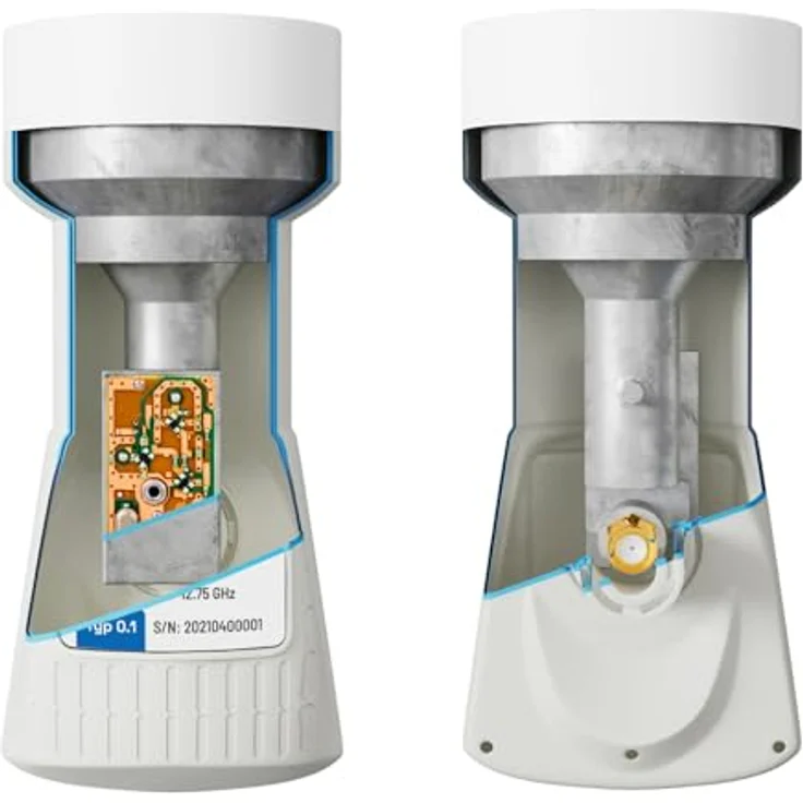 HB-DIGITAL Single LNB, LTE Protected für 1 Teilnehmer, Full HD 3D 4K UHD, vergoldete Kontakte, Weiß – Bild 3