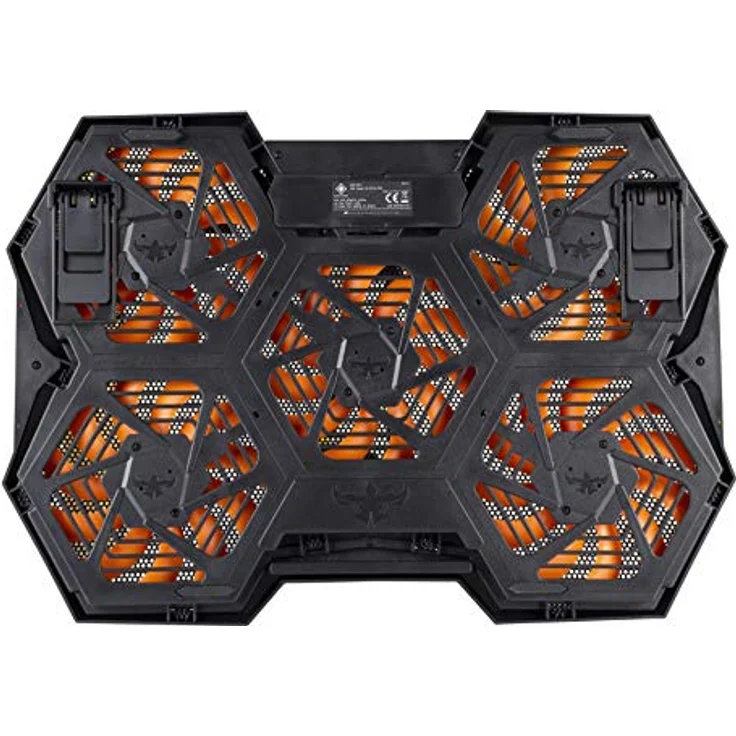 DELTACO Gaming Laptop Kühler Lüfter - Notebook Kühlung, Laptopkühler Cooling Unterlage, PC Cooler mit USB, belüfteter Ständer verstellbar, Kühlplatte 17 Zoll Schwarz/Orange, 1000-1300 U/min – Bild 4