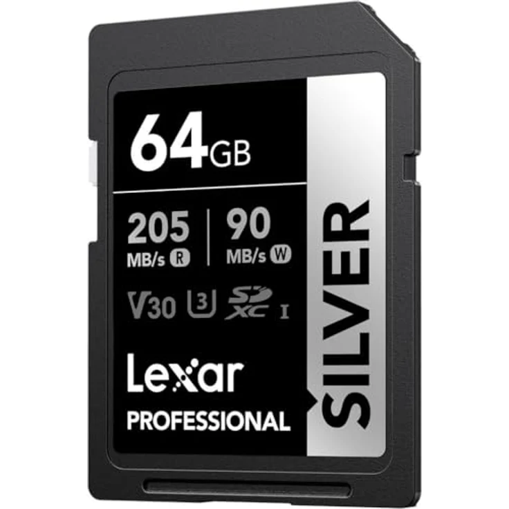 Lexar 64GB Silver Plus SD UhsI V30 U3 205MB/S Speicherkarte – Bild 2