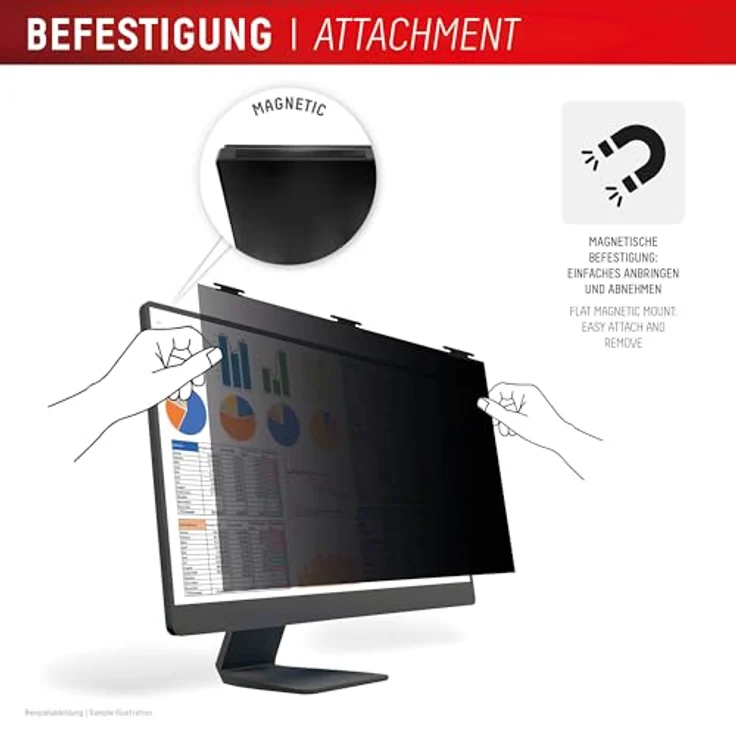 Displex PRIVACY SAFE Magnetischer 2-Wege Blickschutzfilter für 27 Zoll Monitor, abnehmbar, Anti-Reflex- & glänzende Oberfläche, DSGVO-konform – Bild 4