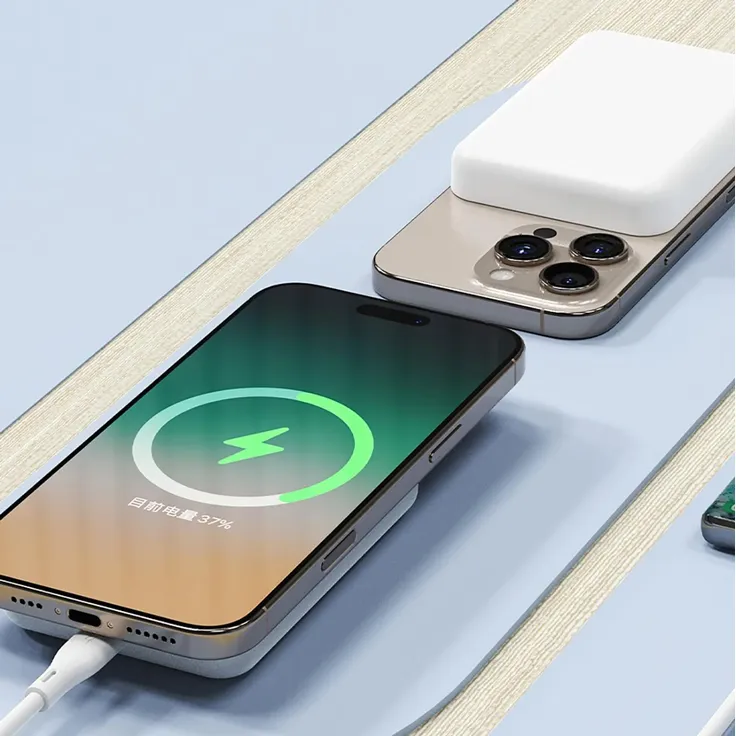 Dudao K26S Powerbank 5000mAh, 20W USB-A / USB-C / MagSafe, kabelloses Laden, Weiß – Bild 2