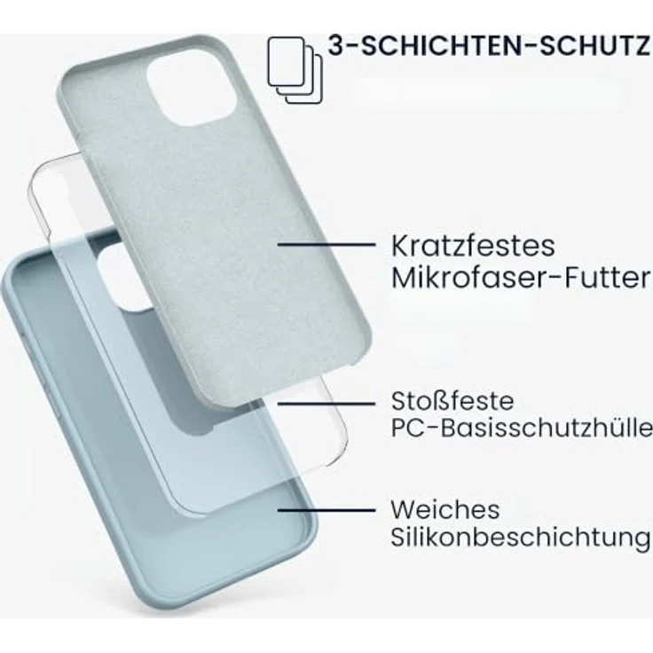 kwmobile Handyhülle für iPhone 13, Silikon Case in Pastellblau, flexibel, rutschfest, kabelloses Laden – Bild 2