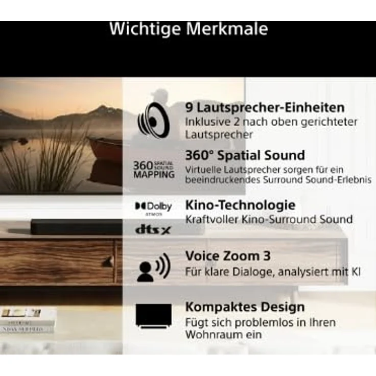 Sony BRAVIA Theatre Bar 7, Soundbar mit 9 Lautsprechereinheiten, Dolby Atmos®/DTS:X®, 360 Spatial Sound Mapping, Voice Zoom 3, Bluetooth®, Modell 2026 – Bild 2