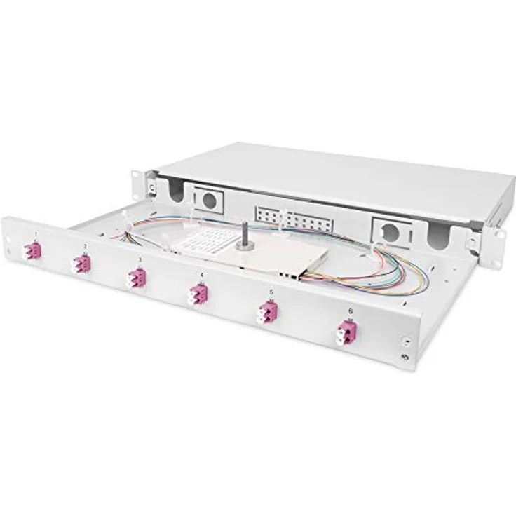 Digitus DN-96330-4 LWL-Patchpanel 6 Port LC, kompakte Spleißbox mit Vollmetallgehäuse und integrierten Spleißkassetten – Bild 1