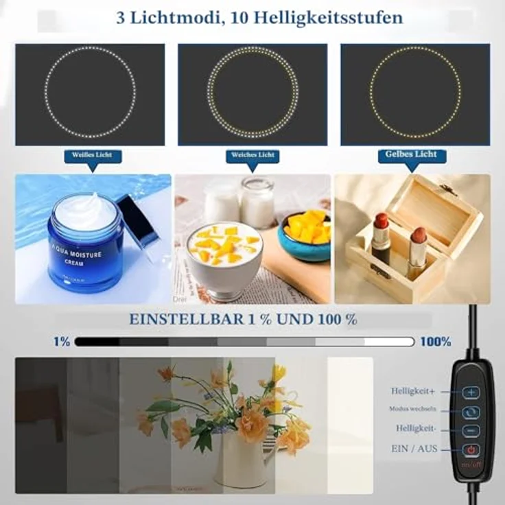 PULUZ Licht Box 40x40cm, Photo Studio Set mit 160 dimmbaren LED, 3 Farbtemperaturen 3200-6500K & 12 Farbhintergründen für Produktefotografie – Bild 5