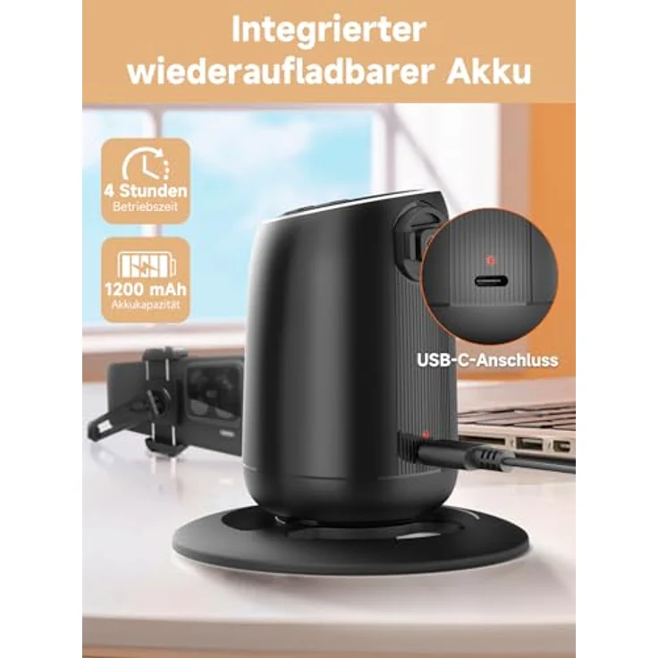 Rollei Easy Creator Desktop AI, Stativ mit AI-Tracking, Gestensteuerung und 360°-Drehung, kompaktes Design für Streaming und Präsentationen – Bild 6