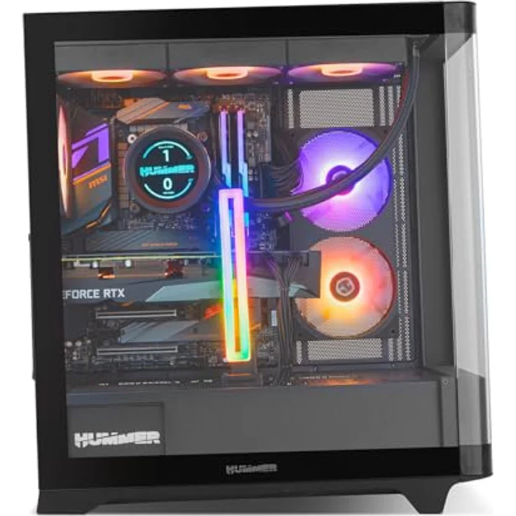 NOX Hummer ETHER, Miditower Gaming PC-Gehäuse mit gehärtetem Glas und USB-C, Schwarz – Bild 3