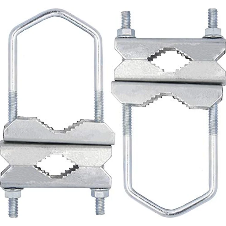 HD-LINE 2X Doppelschelle Sat Mast Schelle Zahnschelle bis 60mm verzinkt Balkon, Silber 4 – Bild 7