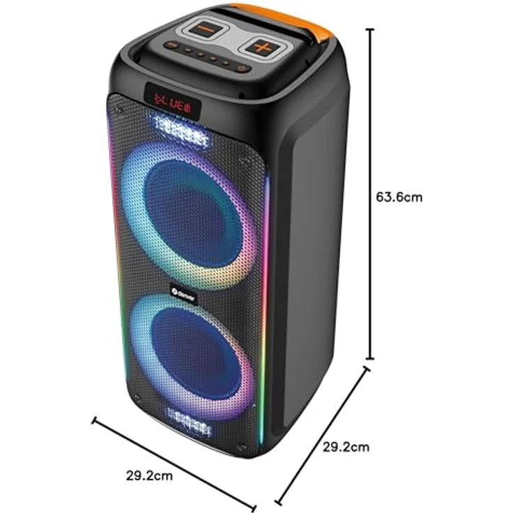 Denver Inter Sales TSP-456 Bluetooth® Lautsprecher 600W (60W RMS) mit RGB-Lichteffekten, Fernbedienung und Kabelmikrofon – Bild 6