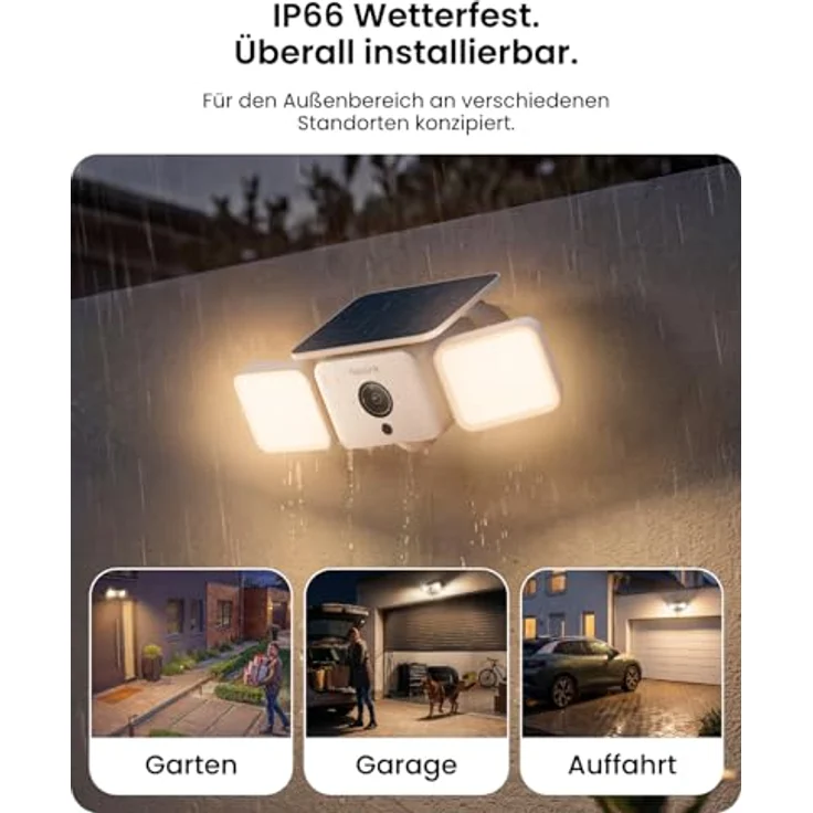 Reolink Solar Floodlight Cam, 2K Überwachungskamera Aussen mit 150° Sichtfeld, 1000 lm Licht, Sirenenalarm, KI / PIR Bewegungserkennung, Farbnachtsicht, 2,4/5 GHz Wi-Fi 6, IP66, Akku Powered – Bild 5