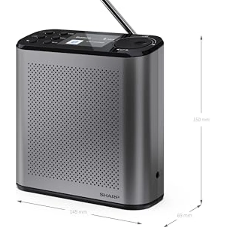 Sharp DR-P530 DAB+ Radio, tragbar mit Bluetooth 5.3, 120 Sender-Speicherplätzen und 2,4 Zoll Farbdisplay, Grau – Bild 8