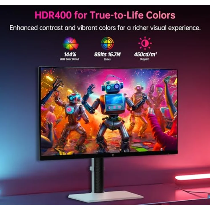 KTC H27E6 Gaming Monitor 27 Zoll, 300Hz QHD Fast IPS, 1ms, Freesync & G-sync, weiße PC Bildschirm, HDR400, 144% sRGB, DP1.4/HDMI 2.1 – Bild 4