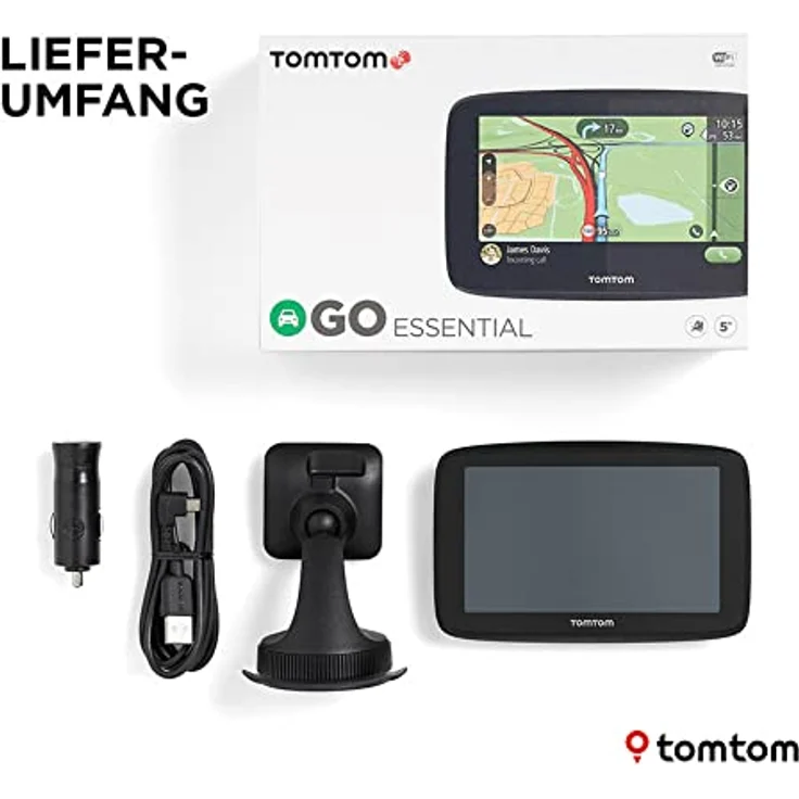 TomTom GO Essential, 5 Zoll Navigationsgerät mit WLAN-Updates, Bluetooth und lebenslangen Karten-Updates für Europa, schwarz – Bild 8