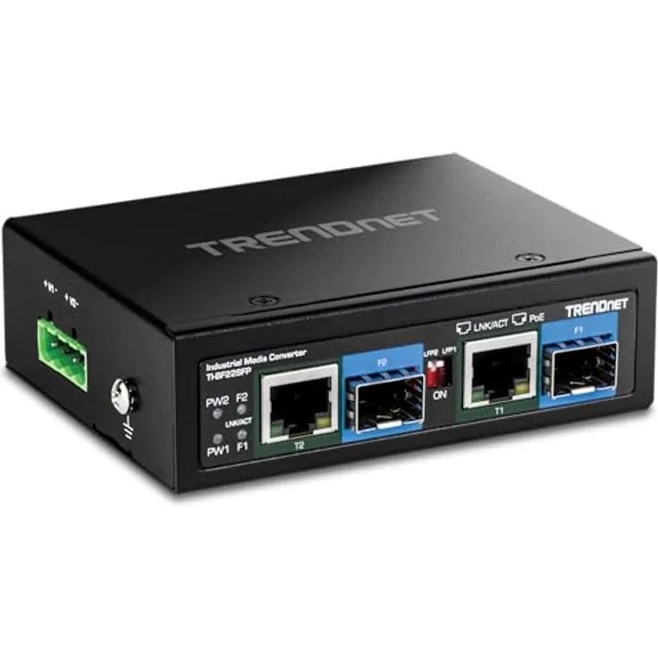 TRENDnet TI-BF22SFP, 2-Port Industrial SFP to Gigabit PoE++ Media Converter, langlebig und hochwertig