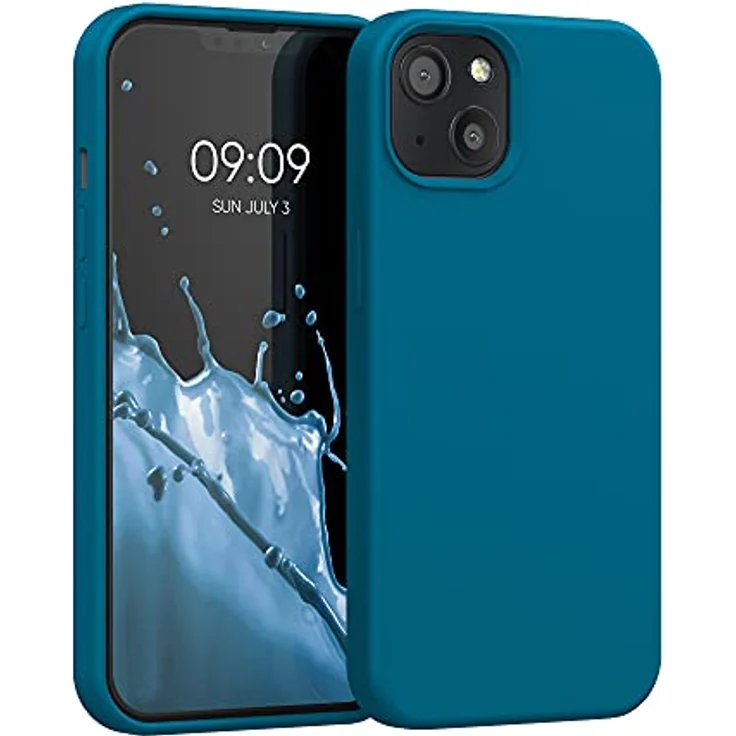 kwmobile iPhone 13 Hülle, Silikon Case in Karibikblau, flexibel und rutschfest, kompatibel mit kabellosen Laden – Bild 1