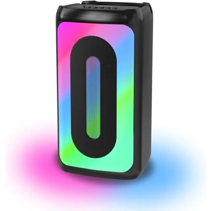 Defender Global Defender Concerto Bluetooth Lautsprecher - Leistungsstarker Boombox mit Bluetooth 5.3, FM-Empfänger, LED-Beleuchtung, Karaoke-Funktion, Tragbar (Schwarz)