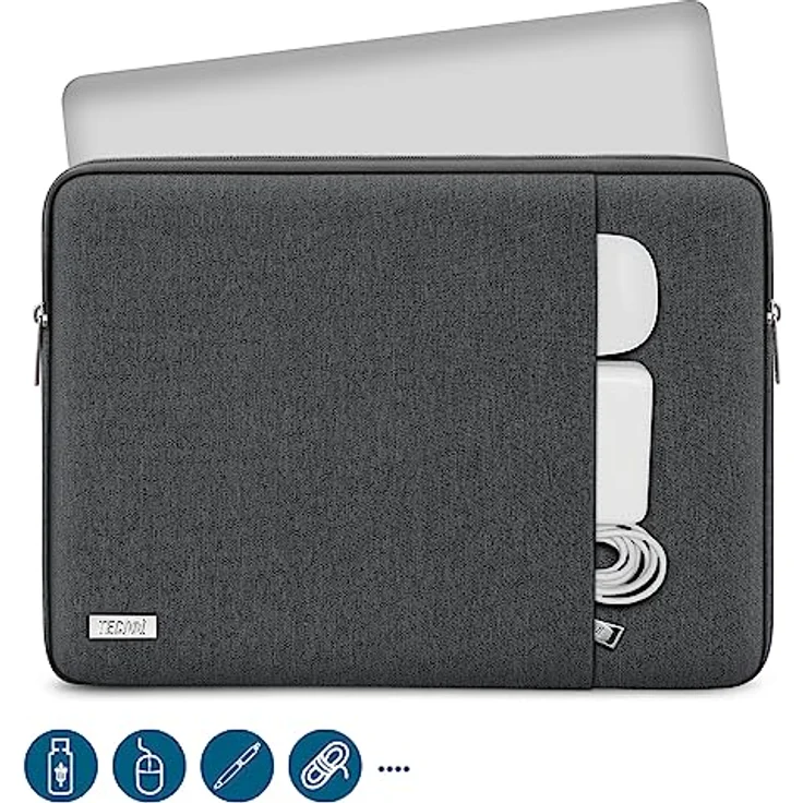 TECOOL 13,3 Zoll Laptop Tasche für MacBook Air/Pro, wasserdichte Schutzhülle mit stoßfestem Polsterschaum, Space Grau – Bild 2