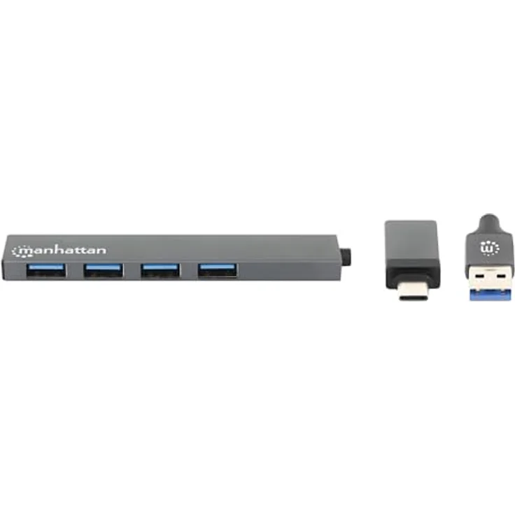 Manhattan 181006 USB 3.0 Hub, 4-Port Typ-C/Typ-A, Space Grau, SuperSpeed mit 5 Gbit/s Übertragung – Bild 3