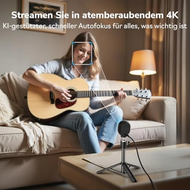 EMEET 4K Webcam Piko, KI-gestützte Dual-Kamera Webcam mit 3 Mikrofon-Arrays und 3 Soundmodi, USB-Webcam für Zoom/Skype – Bild 6