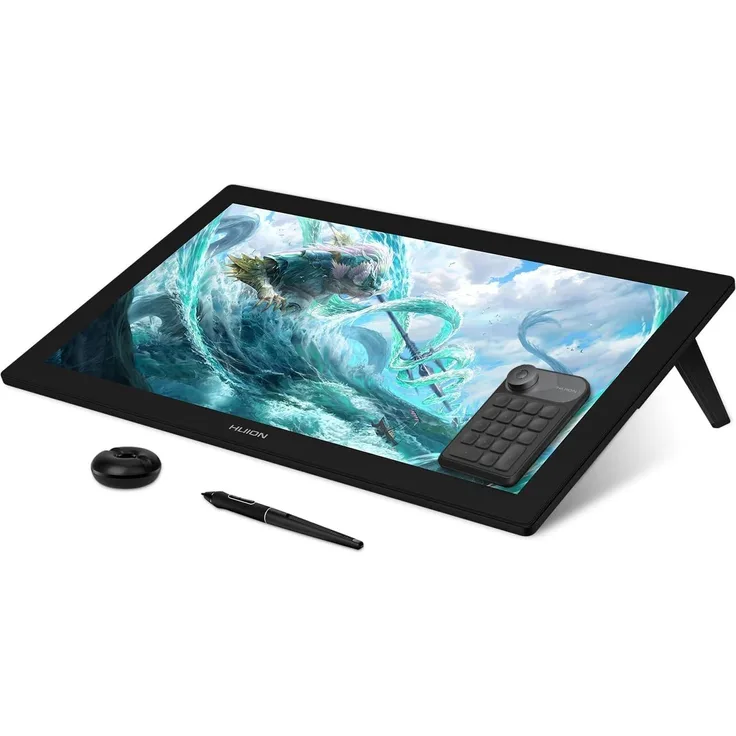HUION Kamvas Pro 24 4K Grafiktablett mit QLED-Technologie, 140% sRGB, 3840 x 2160 UHD, 23,8 Zoll Display, Mini-KeyDial