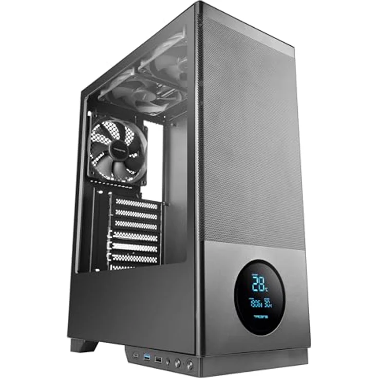 Tacens 2sagitta20, Midi Tower PC-Gehäuse in Schwarz, ATX/Micro ATX/ Mini-ITX, gehärtetes Glas, verbesserte Kühlung, 7 Erweiterungsslots – Bild 3