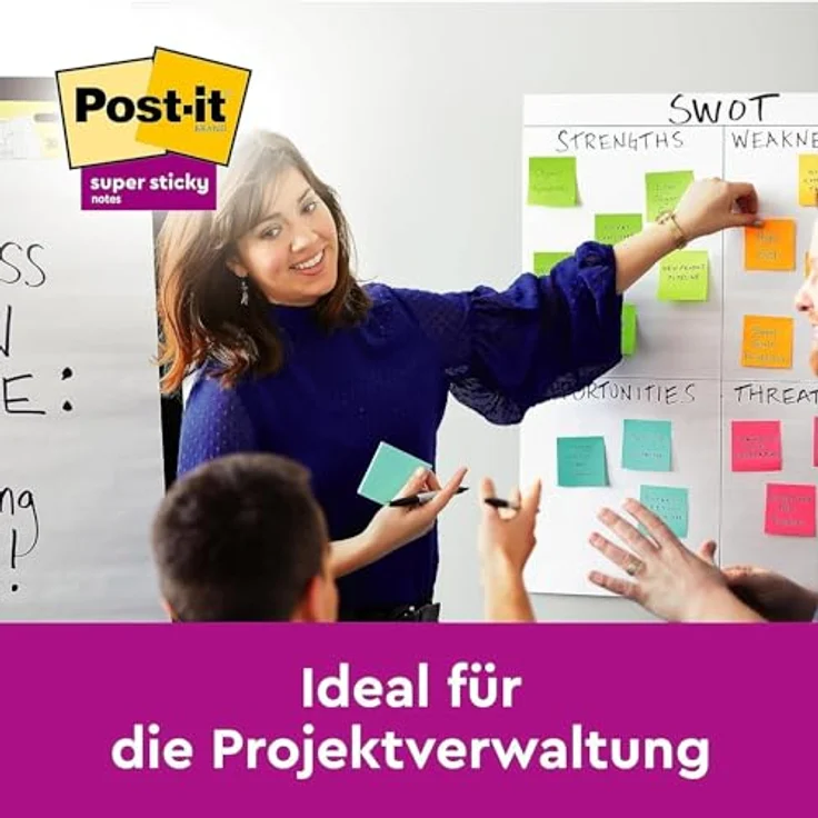 Post-it Super Sticky Haftnotizblock, 76 x 127 mm, narzissengelb, 12x 90 Blatt, praktischer Spender – Bild 10