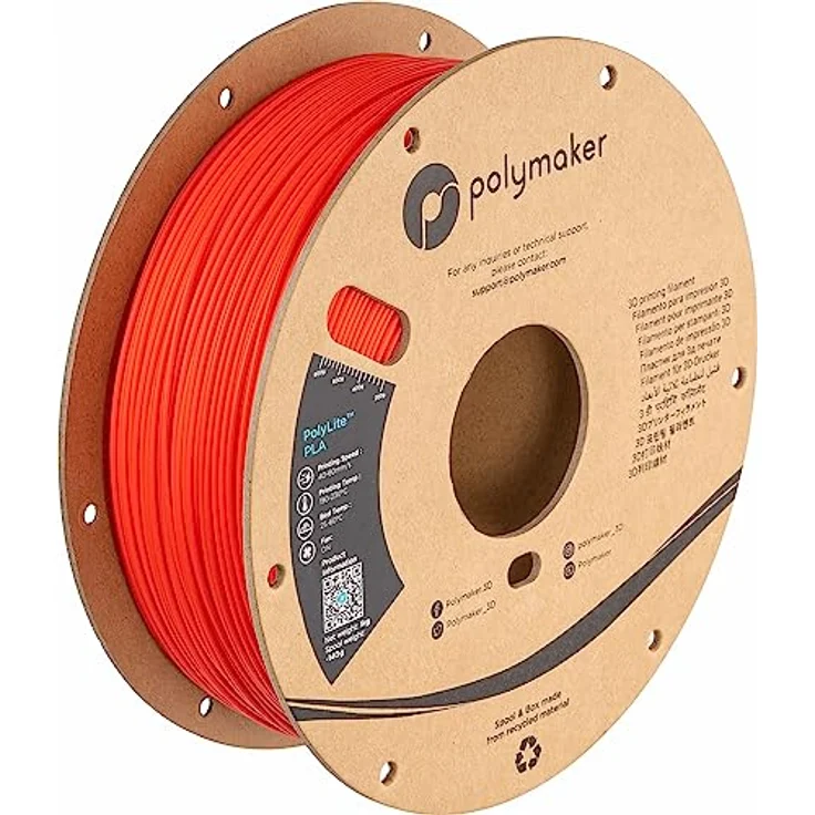 Polymaker PolyLite PLA Rot - 1.75mm - 1kg, hochwertiges 3D-Druckfilament mit erhöhtem Hitzeschutz bis 140 °C – Bild 1
