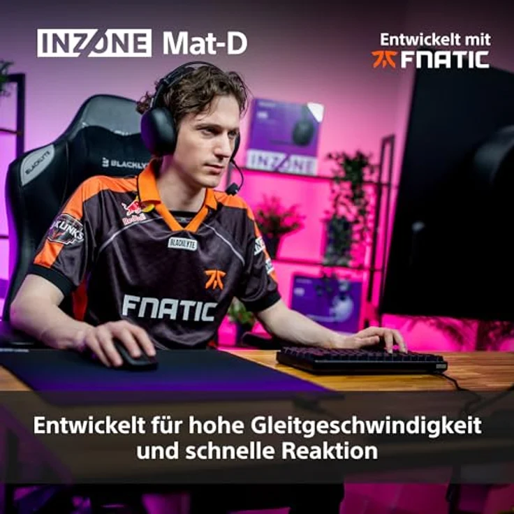 SONY INZONE Mat-D Gaming-Mauspad, 400 mm x 480 mm, rutschfeste Gummi-Unterseite, genähte Kanten, Schwarz – Bild 5
