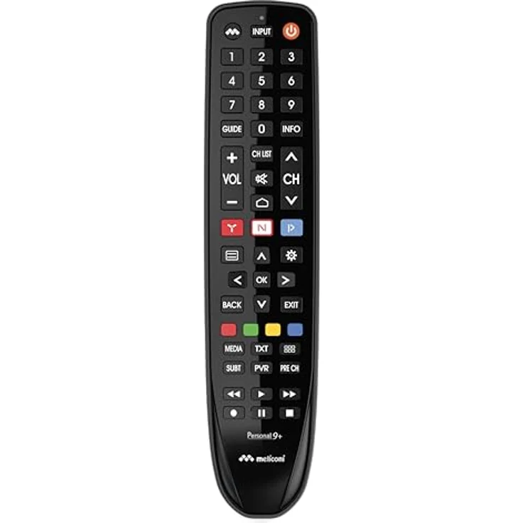 MELICONI GUMBODY Personal 9+, Fernbedienung für HISENSE TV mit stoßfestem Gummikörper und LEARN-Funktion – Bild 1