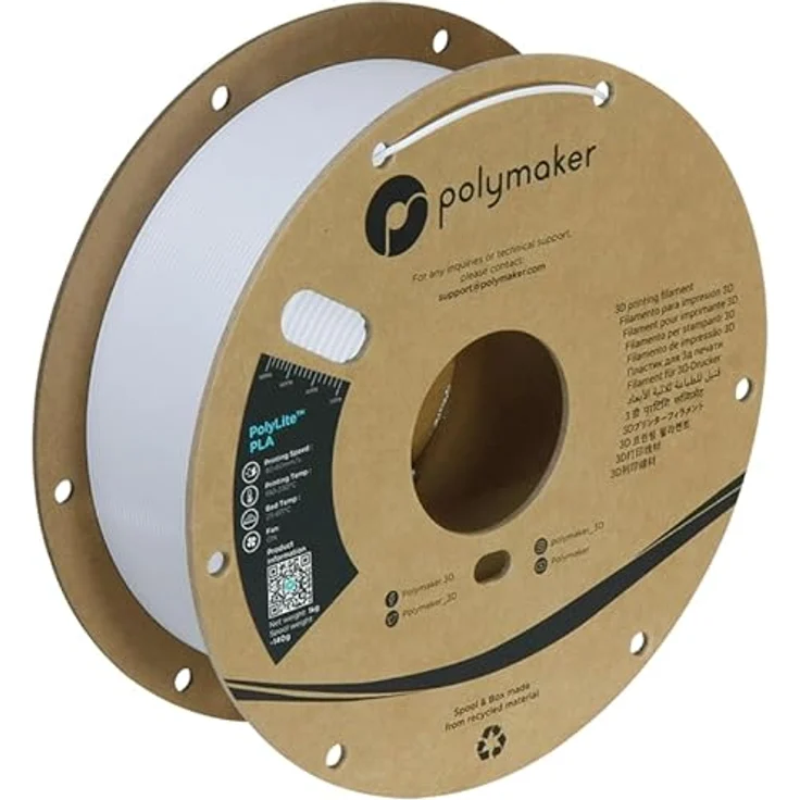 Polymaker PolyLite PLA, 1.75mm 3D-Druckmaterial, 1kg, Cold White, Jam-Free Technologie und hohe Wärmebeständigkeit bis 140˚C – Bild 5
