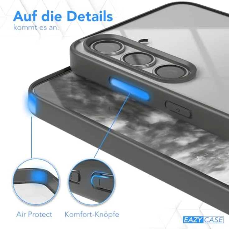 EAZY CASE Clear Hybrid Bumper Hülle kompatibel mit Samsung Galaxy S24 Plus, ultraschutz mit Kameraschutz, stoßfest, kratzfest, anthrazit grau – Bild 4