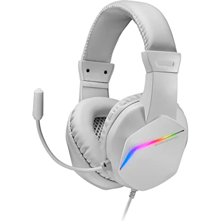 MARSGAMING Gaming MH122, FRGB Over Ear Kopfhörer mit Mikrofon, HiFi Sound, Geräuschunterdrückung, Ultraleichtgewicht, PS4 PS5 Xbox Switch Tablet Windows Mac, Weiß, MH122W, Large – Bild 1