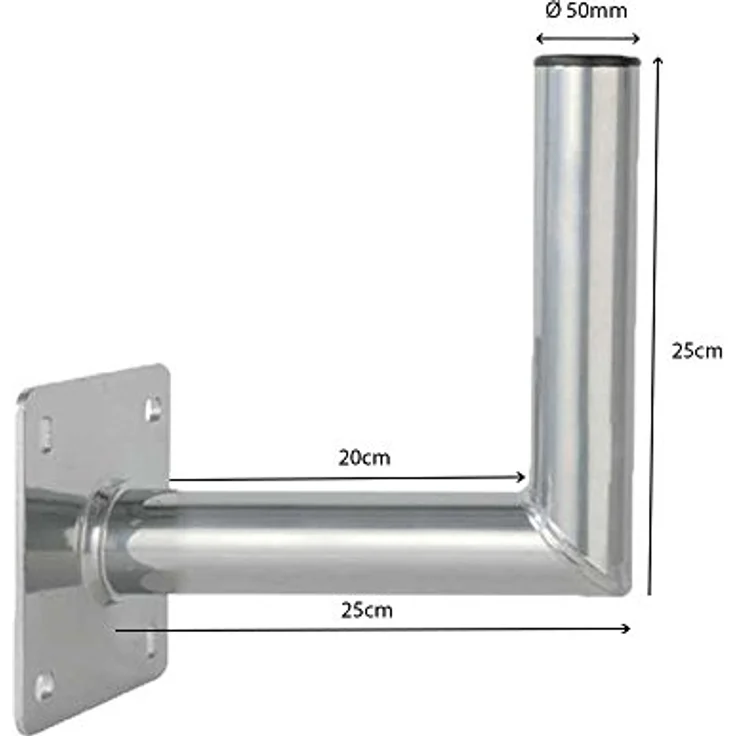 PremiumX Satellitenantenne 80cm, Offset Stahl Ziegelrot mit Quad LNB und robustem 25cm Wandhalter – Bild 6