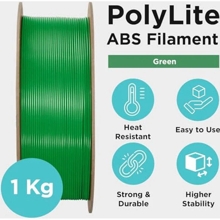 Polymaker PolyLite ABS Filament 1,75 mm, geruchsarm, grün, 1000 g, schlag- und hitzebeständig – Bild 4
