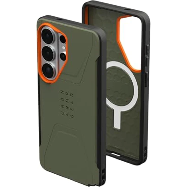 URBAN ARMOR GEAR Civilian Case für Samsung Galaxy S26 Ultra, sturzfeste Hülle mit Wireless Charging Kompatibilität, olive drab/orange – Bild 1