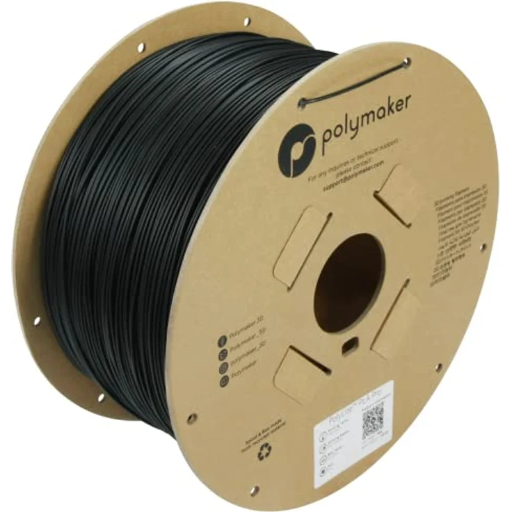 Polymaker PolyLite PLA PRO, 3D-Druckmaterial, 1.75mm, 3kg, hohe Steifigkeit, schwarze Farbe, Jam-Free Technologie – Bild 1