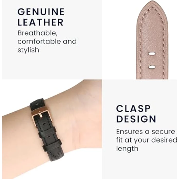 kwmobile Echtleder Uhrenarmband für Huawei Watch Fit mini, Ersatzarmband aus echtem Leder in Altrosa Braun, verstellbar von 14-22 cm – Bild 4