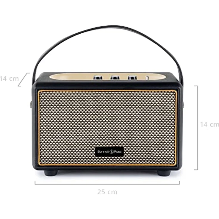 Bennett & Ross BB-820BK Blackmore Junior Version 2020 - Retro Bluetooth Lautsprecher in Lederoptik mit 5200 mAh Akku - Vintage Speaker mit 20W - MicroSD-Eingang mit MP3-Player - Aux-in - Schwarz – Bild 4